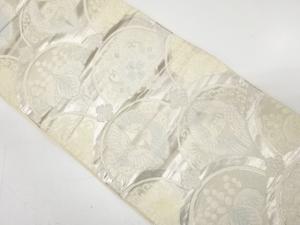 アンティーク　青海波に向かい鳥・蝶・桐模様織り出し袋帯（材料）